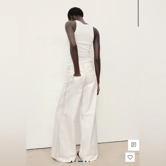 MANGO Metallic Finish Wide Leg Jeans SIZE : - Picture 4 of 16